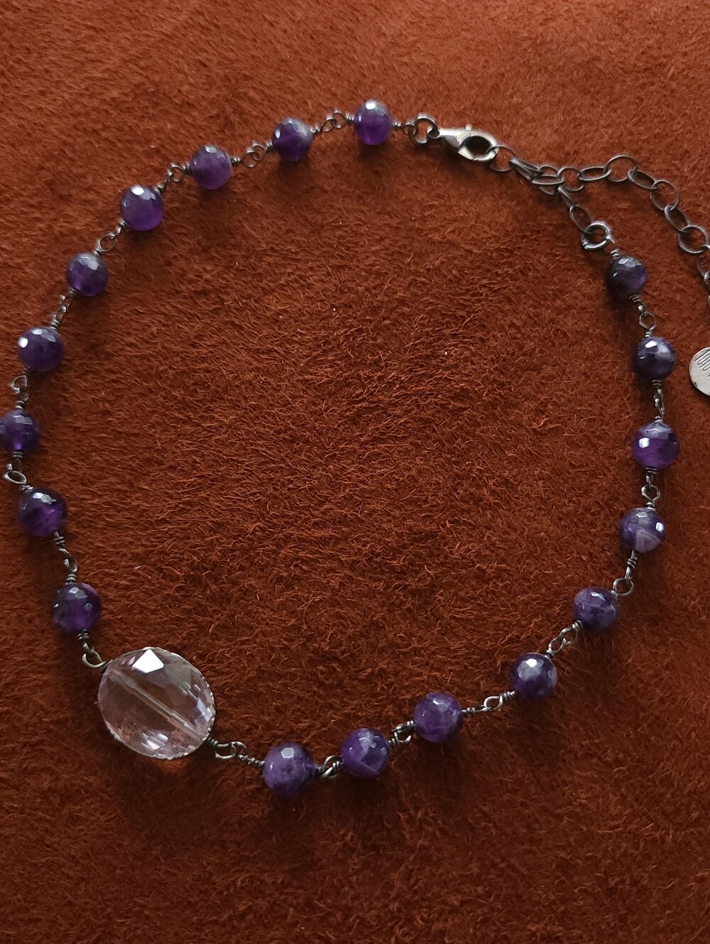 Amethyst Crystal Necklace Beaded Choker Fairy Goth Y2K